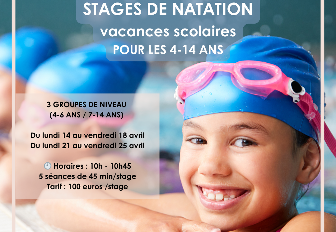 visuel stages de natation vacances d'avril 2025